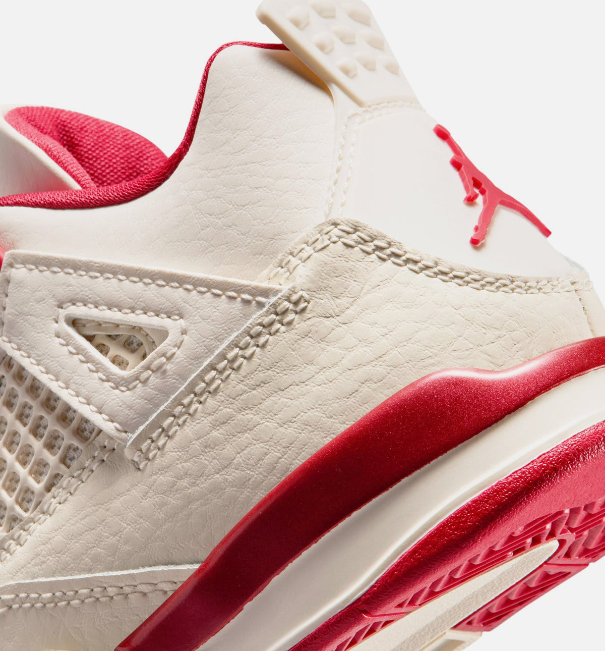 Air Jordan 4 Retro Valentine's Day Preschool Lifestyle Shoes - Light Ivory/Sierra Red/Intense Red