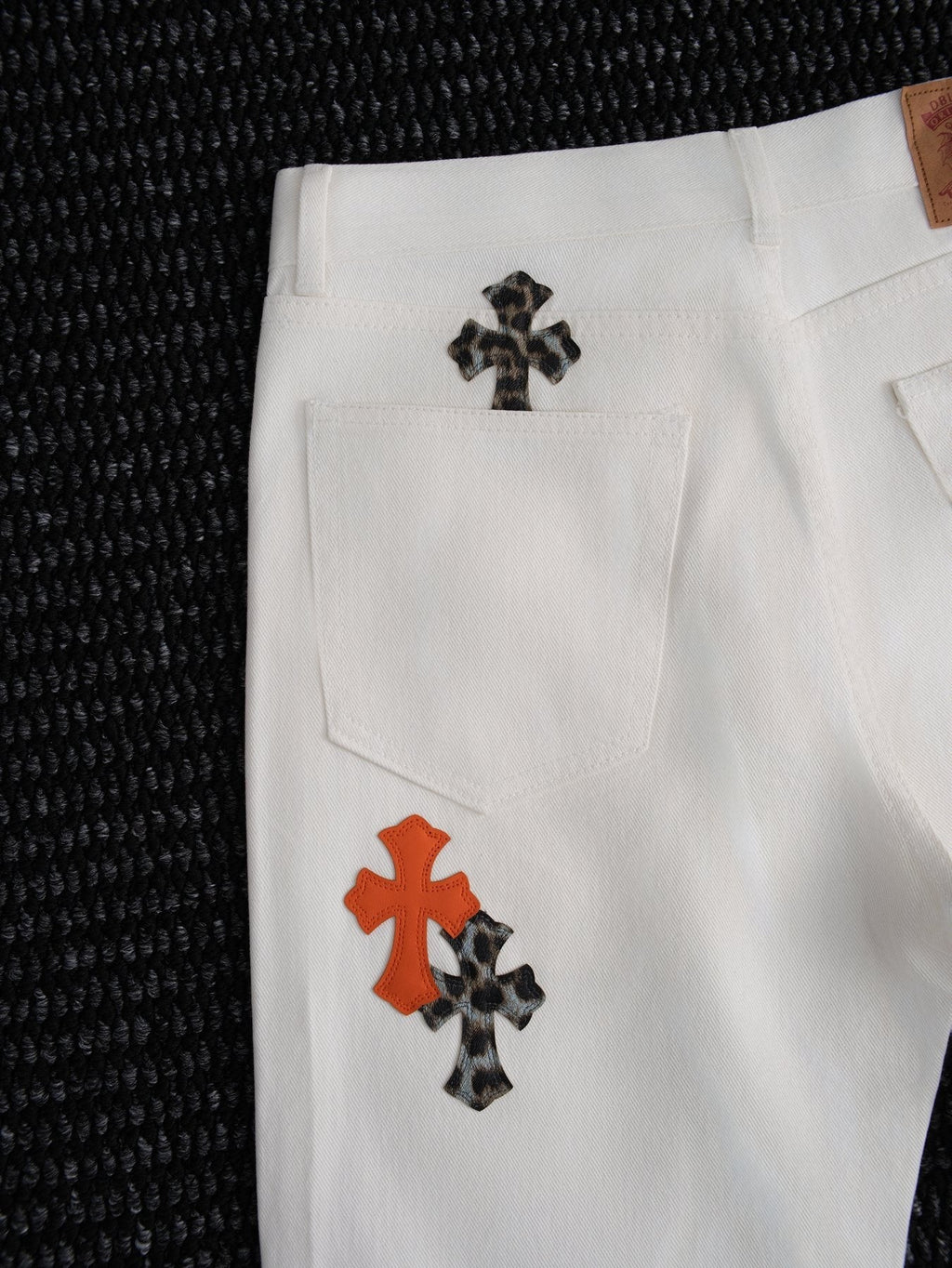 Chrome Hearts Cross Patch White Jeans