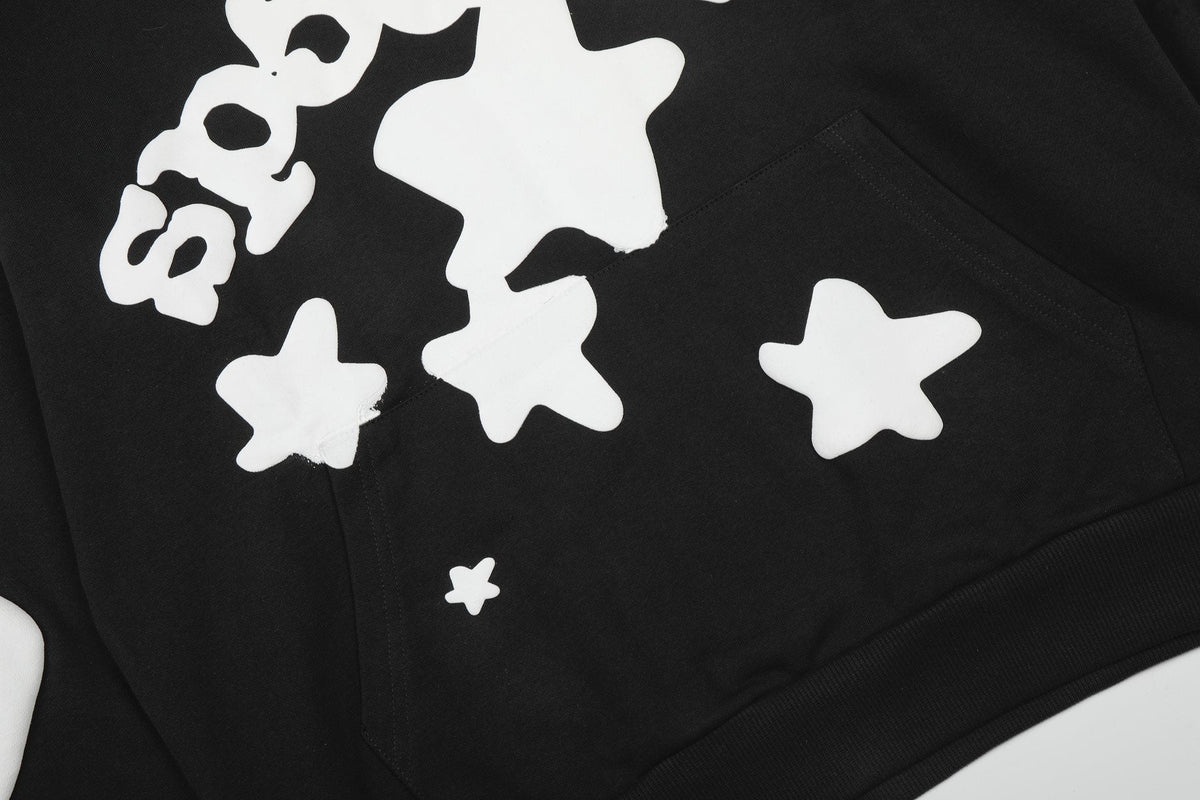 Sp5der Black White Graphic Hoodie & Jogger Matching Set