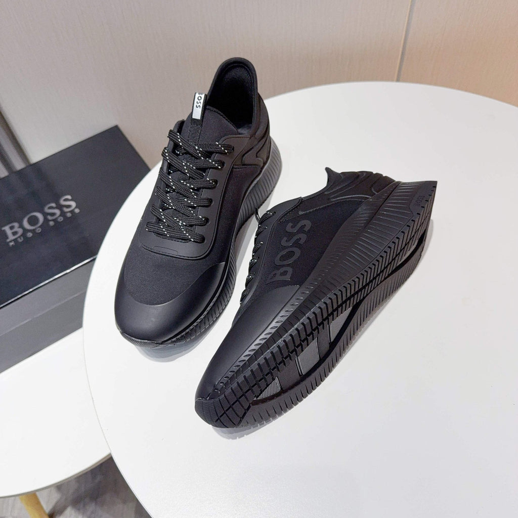 BOSS Black Knit-Look Low-Top Sneakers