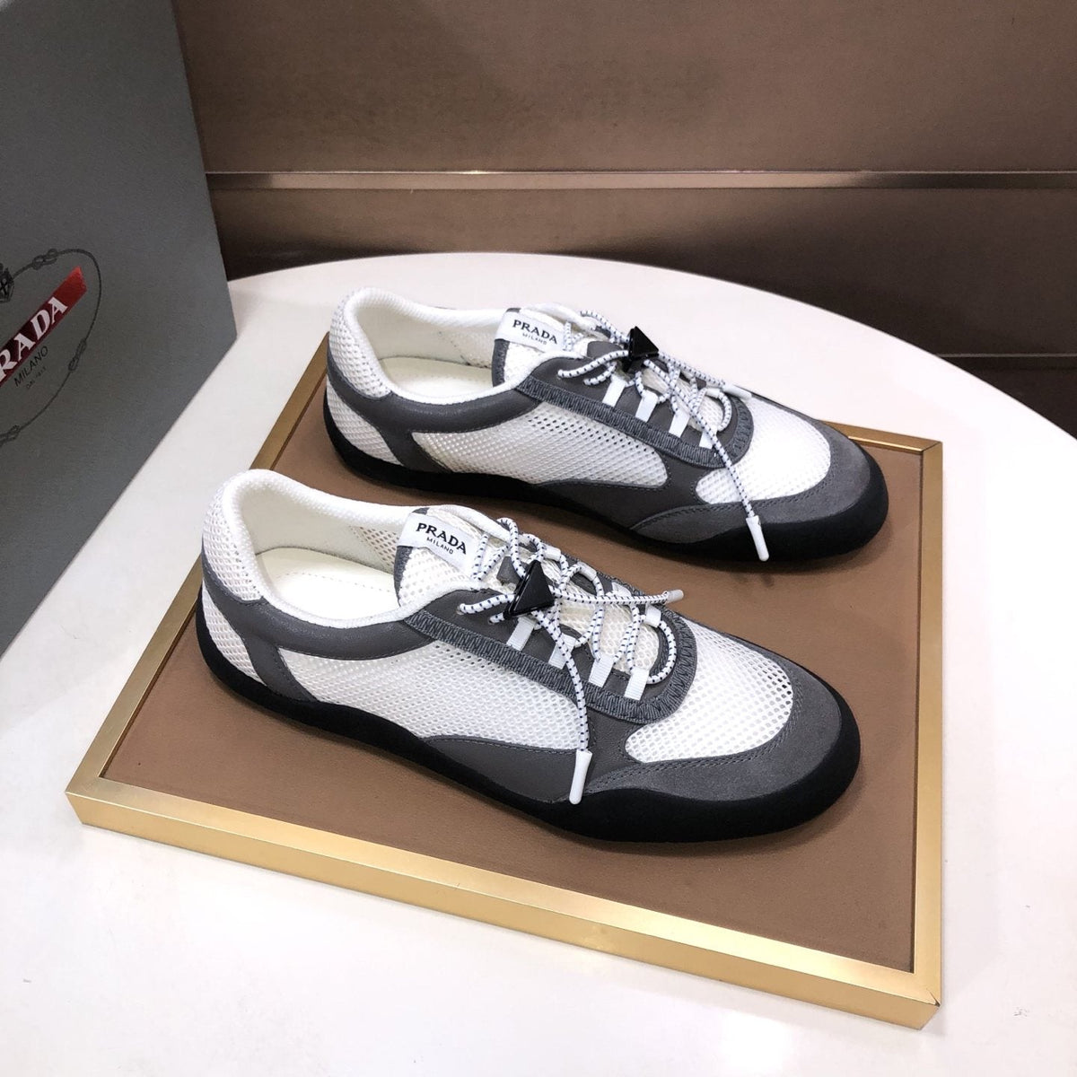 Prada Mesh Panel Low-Top Sneakers - Contrast Trim